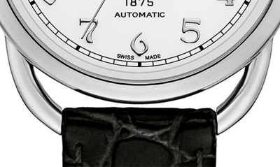 Bulova Joseph  Commodore Leather Strap Watch In Silverone