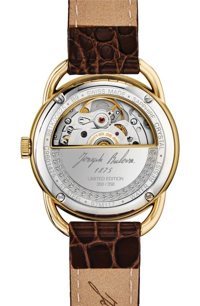 Bulova Joseph  Commodore Leather Strap Watch, 34.4mm In Goldone
