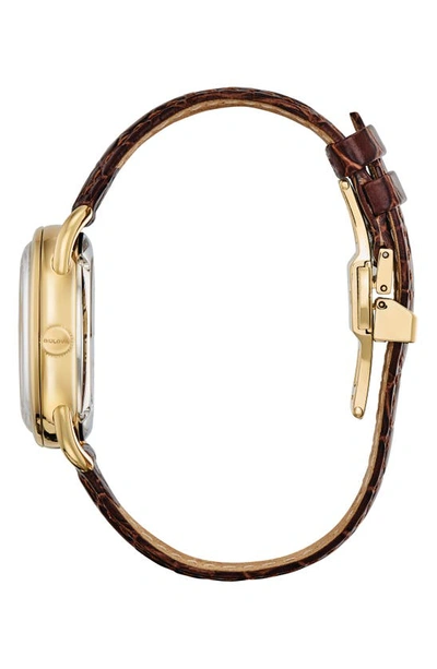 Bulova Joseph  Commodore Leather Strap Watch, 34.4mm In Goldone