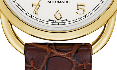Shop Bulova Joseph  Commodore Leather Strap Watch, 34.4mm In Goldone