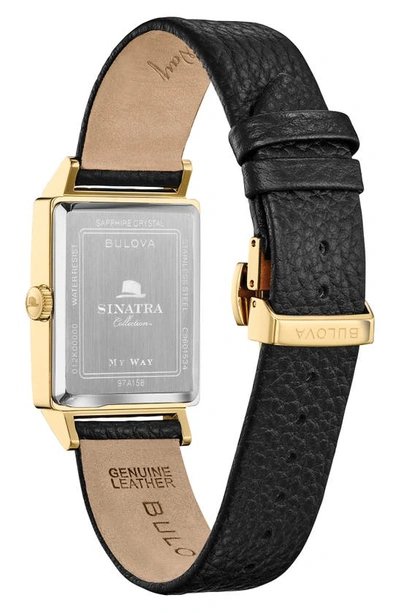 Shop Bulova Frank Sinatra My Way Leather Strap Watch, 29.5mm In Goldone
