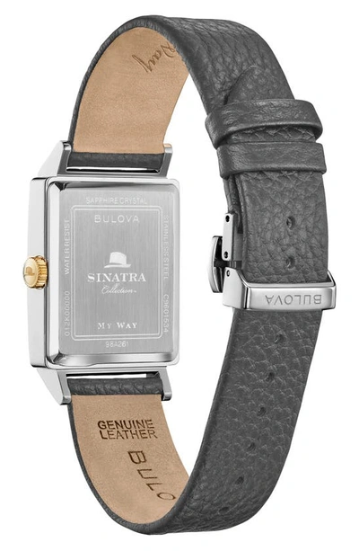 Shop Bulova Frank Sinatra My Way Leather Strap Watch, 29.5mm In Silverone