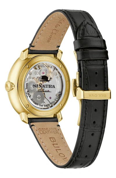 Shop Bulova Frank Sinatra The Best Is Yet To Come Leather Strap Watch In Goldone
