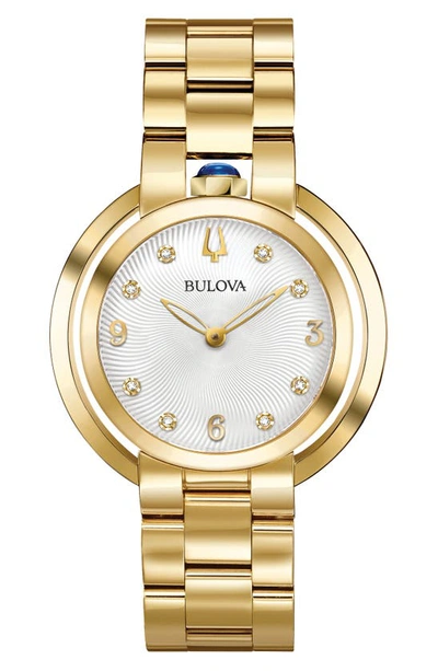 Shop Bulova Classic Rubaiyat Diamond Bracelet Watch, 35mm In Goldone