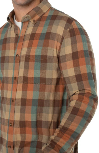 Shop Liverpool Los Angeles Plaid Button-down Shirt In Teal/ Rust Multi