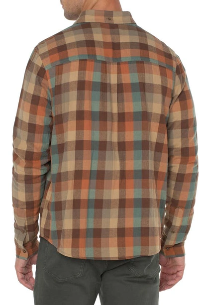 Shop Liverpool Los Angeles Plaid Button-down Shirt In Teal/ Rust Multi