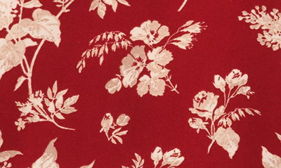 Cece Floral Ruffle Sleeve Blouse In Mulberry Red