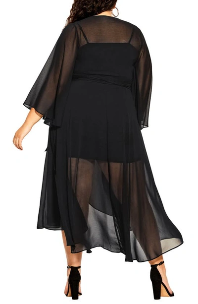 Shop City Chic Fleetwood Long Sleeve Wrap Maxi Dress In Black