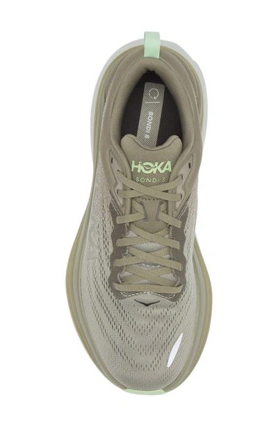 Shop Hoka Bondi 8 Running Shoe In Olive Haze / Mercury