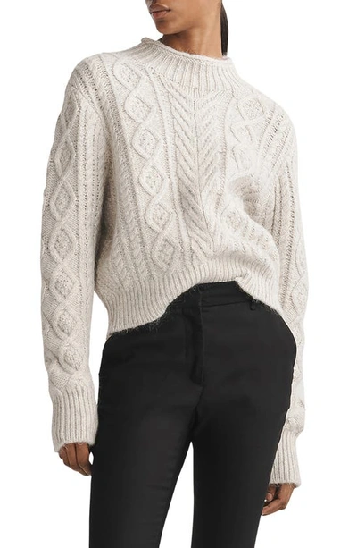 Rag & Bone Brody Mock Neck Cable Stitch Sweater In Light Grey