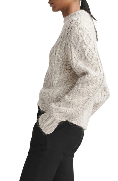 Rag & Bone Brody Mock Neck Cable Stitch Sweater In Light Grey