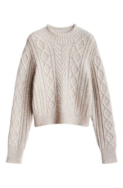Rag & Bone Brody Mock Neck Cable Stitch Sweater In Light Grey