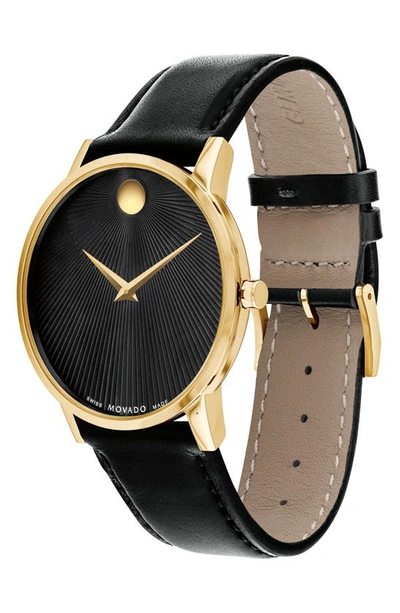 Shop Movado Museum Classic Leather Strap Watch, 40mm In Black