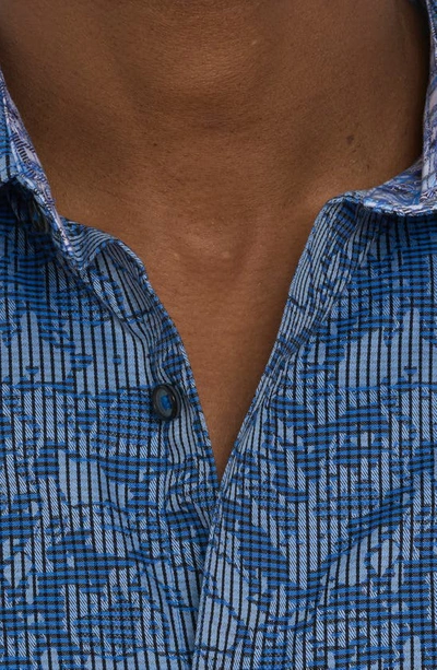Shop Robert Graham Electric Slide Stretch Cotton Button-up Shirt In Medium Blue