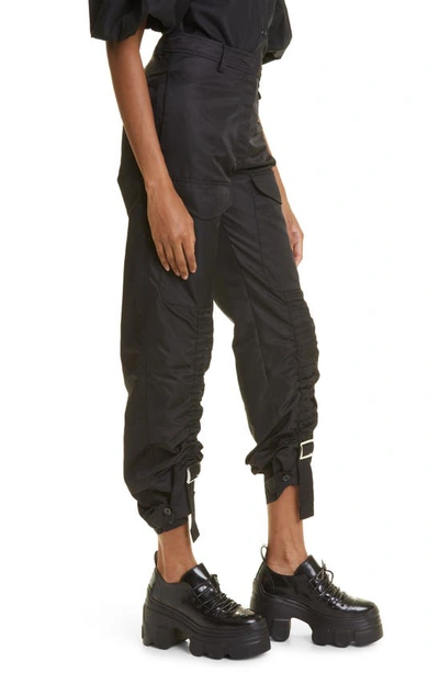 Shop Simone Rocha Ruched Trousers In Black