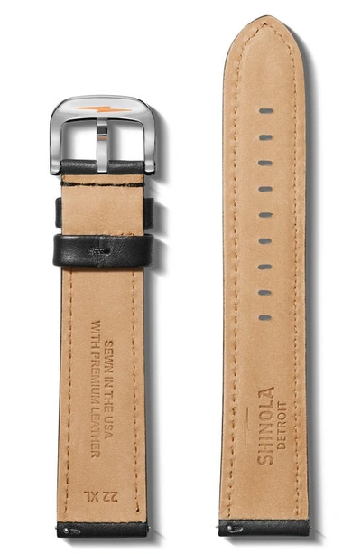 Shop Shinola 22mm Leather Watch Strap In Black