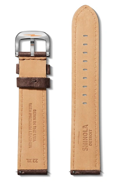 Shop Shinola Extra Large Grizzly Classic Interchangeable Leather Watchband, 22mm In British Tan