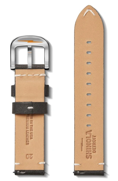 Shop Shinola 20mm Leather Watch Strap In Black