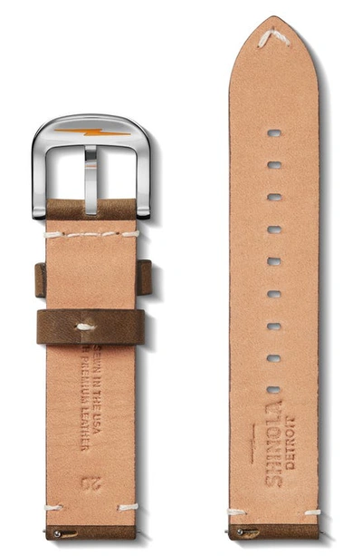 Shop Shinola 20mm Leather Watch Strap In British Tan