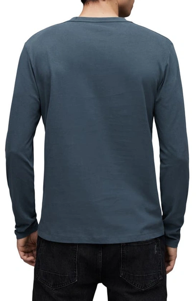 Shop Allsaints Brace Long Sleeve Crewneck T-shirt In Jade Blue