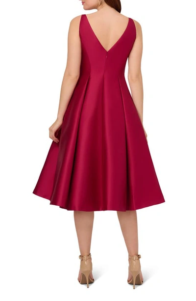 Shop Adrianna Papell Sleeveless Mikado Fit & Flare Midi Dress In Red Plum