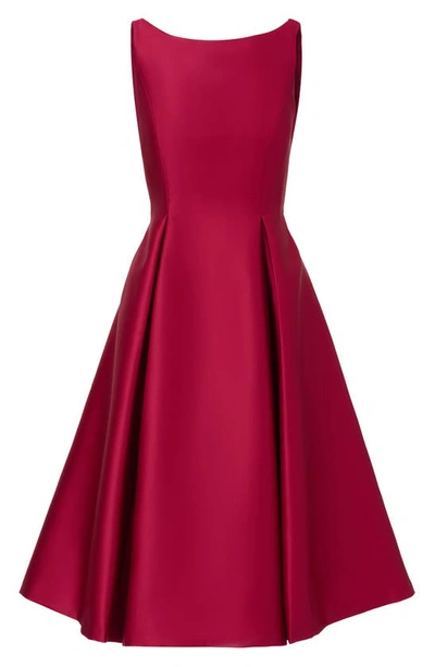 Adrianna Papell Sleeveless Mikado Fit & Flare Midi Dress In Red Plum