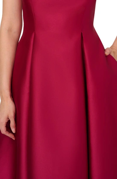 Adrianna Papell Sleeveless Mikado Fit & Flare Midi Dress In Red Plum