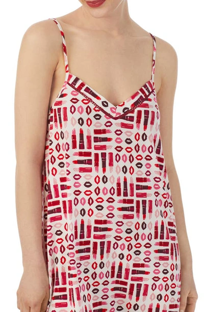 Kate Spade Lace Trim Print Chemise In Pink Multi