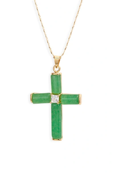 Shop Child Of Wild Giovanni Jade Cross Pendant Necklace In Gold