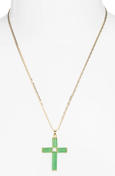 Child Of Wild Giovanni Jade Cross Pendant Necklace In Gold