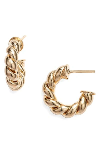 Shop Child Of Wild Twisted Sister Small Hoop Earrings In Gold