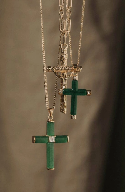 Child Of Wild Giovanni Jade Cross Pendant Necklace In Gold