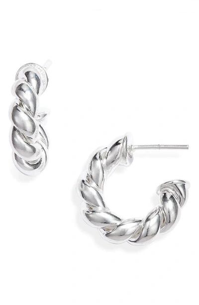 Shop Child Of Wild Twisted Sister Small Hoop Earrings In Silver