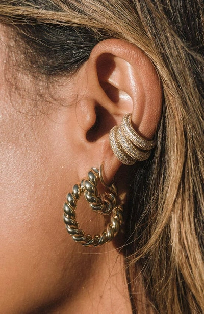 Shop Child Of Wild Twisted Sister Small Hoop Earrings In Gold