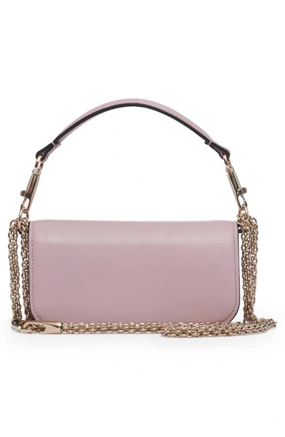 Shop Valentino Small Locò Crystal Logo Leather Shoulder Bag In Water Lilac/ Light Amethyst