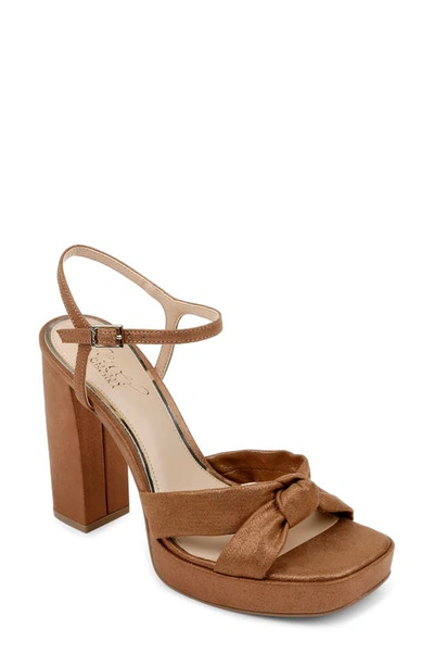 Shop Jewel Badgley Mischka Valencia Ankle Strap Platform Sandal In Bronze