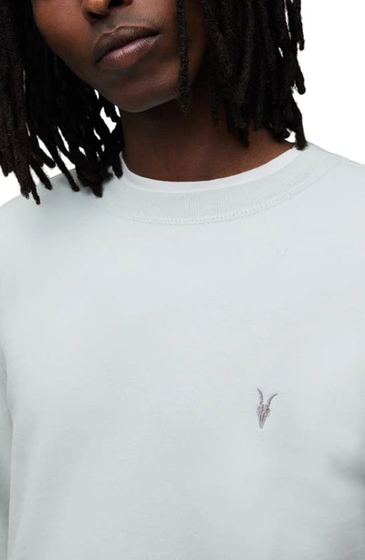 Shop Allsaints Raven Slim Fit Crewneck Sweatshirt In Infused Green
