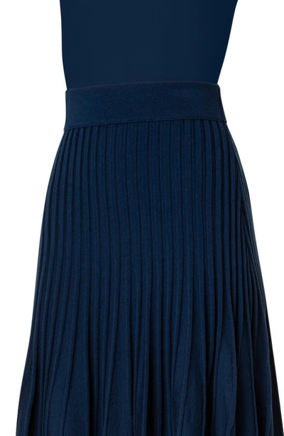 Shop Akris Punto Sunray Virgin Wool Rib Skirt In 079 Navy Denim