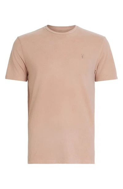 Shop Allsaints Ossage Cotton Crewneck T-shirt In Stone Taupe