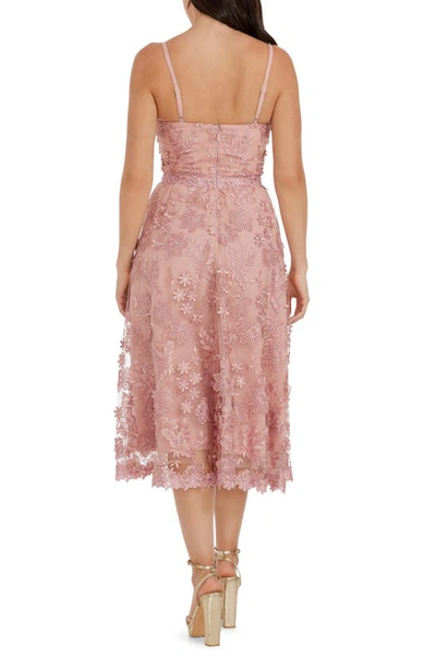 Shop Dress The Population Tahani Floral Embroidered Fit & Flare Midi Dress In Blush