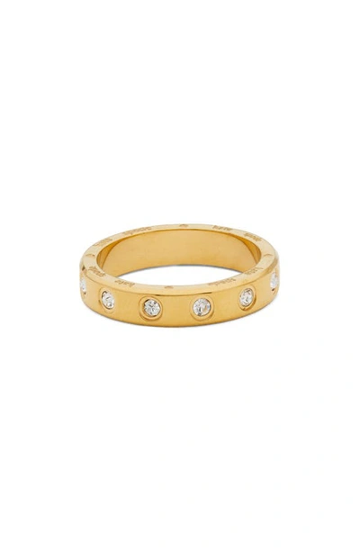 Shop Kate Spade Cubic Zirconia Band Ring In Clear/ Gold