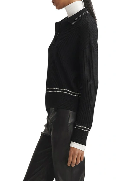 Shop Rag & Bone Monti Rib Polo Sweater In Black