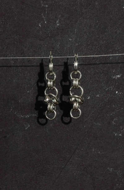 Shop Child Of Wild Pinto Chain Drop Huggie Hoop Earrings In Silver