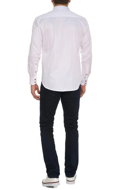 Shop Robert Graham Bevande Embroidered Drink Print Stretch Cotton Button-up Shirt In White