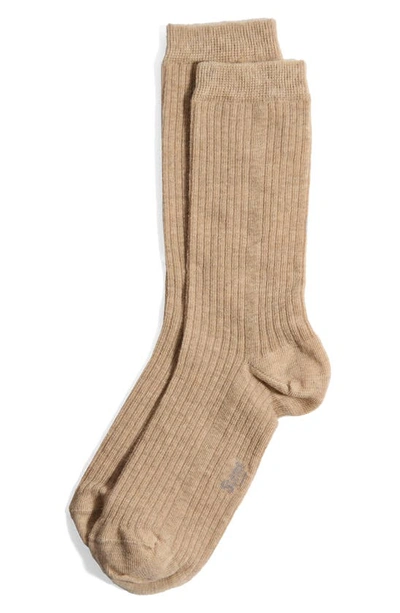 Shop Stems Cotton & Cashmere Blend Crew Socks In Beige