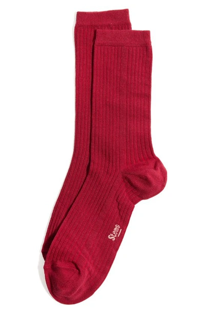 Shop Stems Cotton & Cashmere Blend Crew Socks In Red
