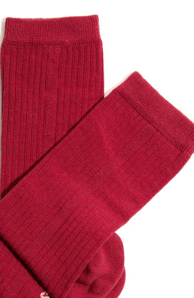 Stems Cotton & Cashmere Blend Crew Socks In Red
