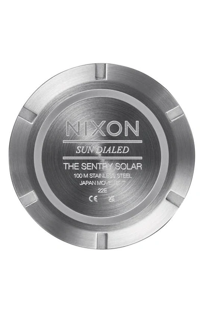 Shop Nixon Sentry Solar Bracelet Watch, 40mm In Silver / Jasper