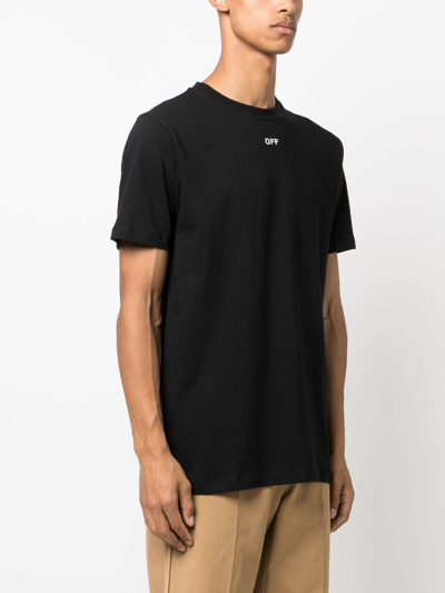 Shop Off-white Arrows-embroidered Cotton T-shirt In Black