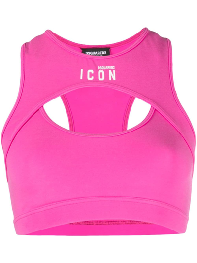 Shop Dsquared2 Icon Cut-out Sports Bra In Pink